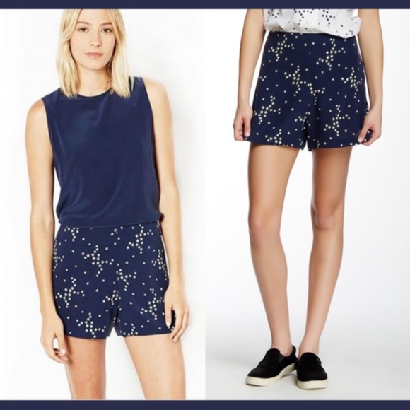 NEW Equipment Lewis Silk Shorts Stars Blue Size M - Picture 2 of 4